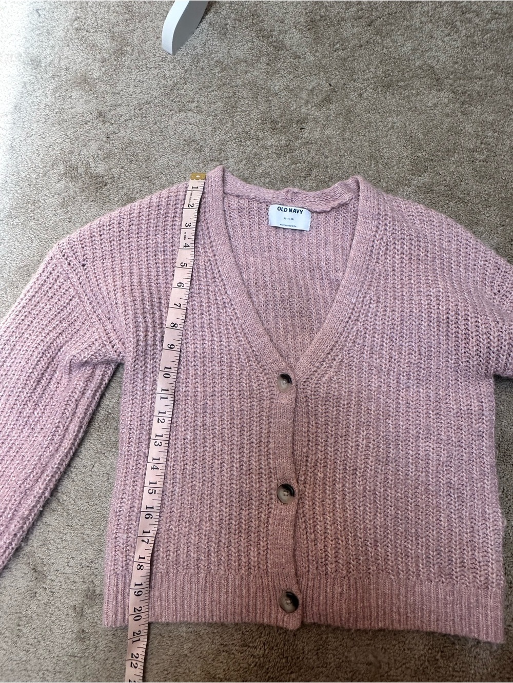 Old Navy Girls XL 14-16 Chunky Light Pink Button Knit Cardigan Chunky Sweater - Picture 6 of 7